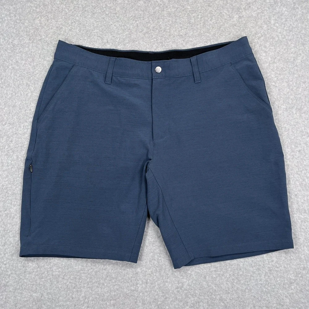 Bylt Kinetic Shorts Mens 36x9 Wave Blue Performance Stretch Athletic Golf Zipper
